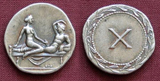 Roman Erotic Spintriae X, Tin Replica